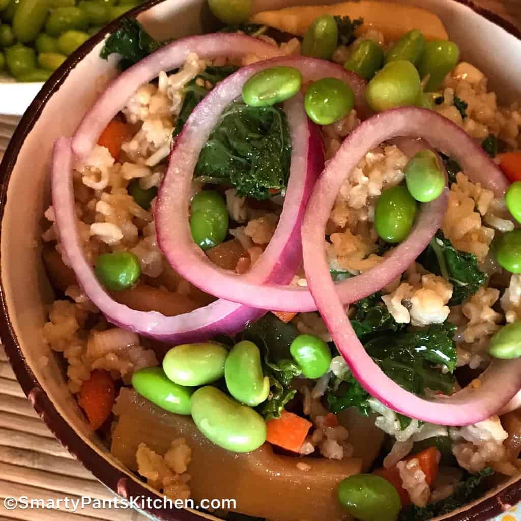 Asian rice bowl with no gluten or MSG